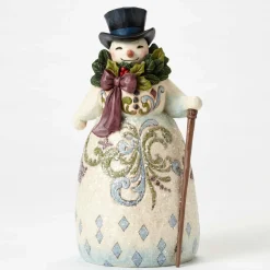 Enesco Victorian Snowman With Wreath^ Resin