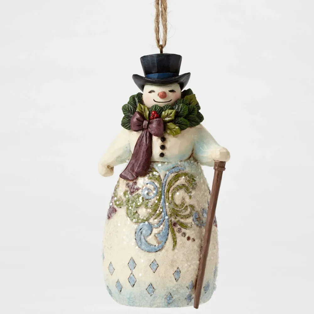 Enesco Victorian Snowman W/Wreath Ornament^ Resin