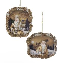 Kurt S Adler Winter Woods Santa Frame Ornaments, C7662^ Resin