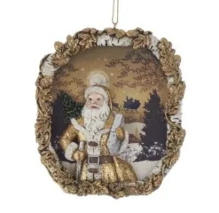 Kurt S Adler Winter Woods Santa Frame Ornaments, C7662^ Resin