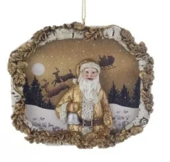 Kurt S Adler Winter Woods Santa Frame Ornaments, C7662^ Resin