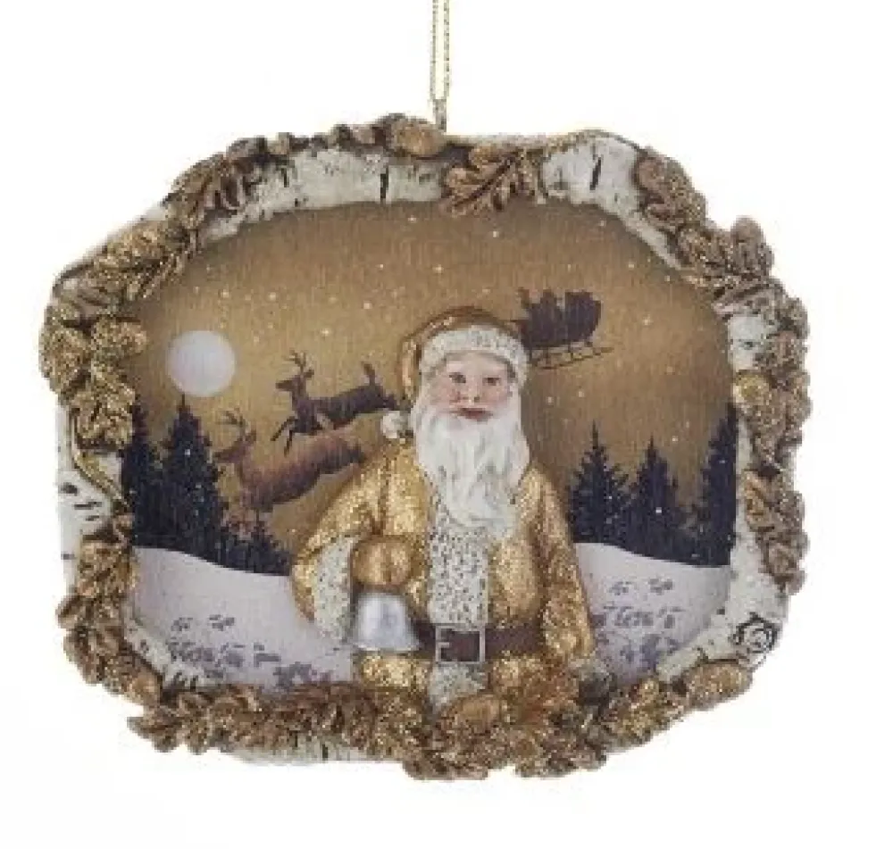 Kurt S Adler Winter Woods Santa Frame Ornaments, C7662^ Resin