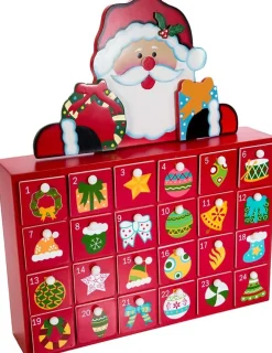 Kurt S Adler Wooden Santa Advent Calendar With Drawers, D3264, Kurt Adler^ Santas