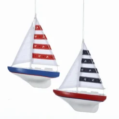 Kurt S Adler Wooden Yacht With Sails Ornament, 2 Asst, C5371^ Wood